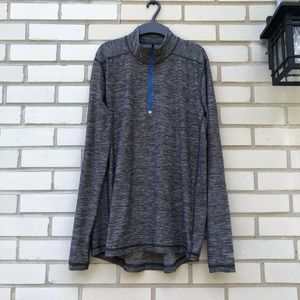 American Eagle AE Active Grey and Blue Quarter Zip Sweatshirt Sweater